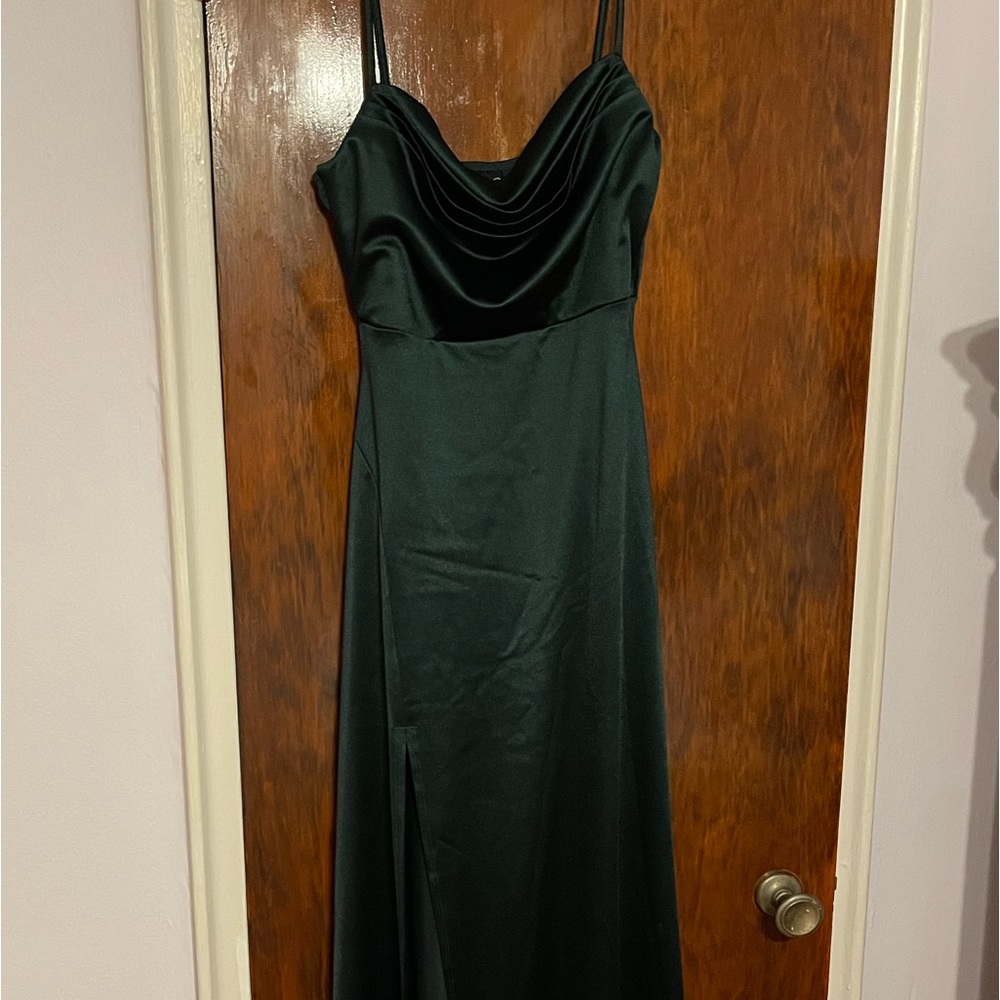 Emerald green evening dress